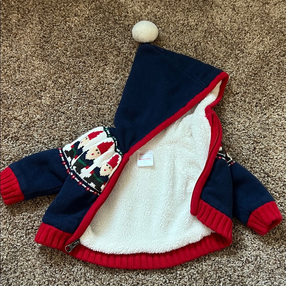 Hanna Andersson Red and Navy Knit Jacket